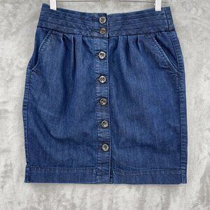 Anthropologie Pilcro Dark Wash Button Front Pleated Denim Jean Skirt